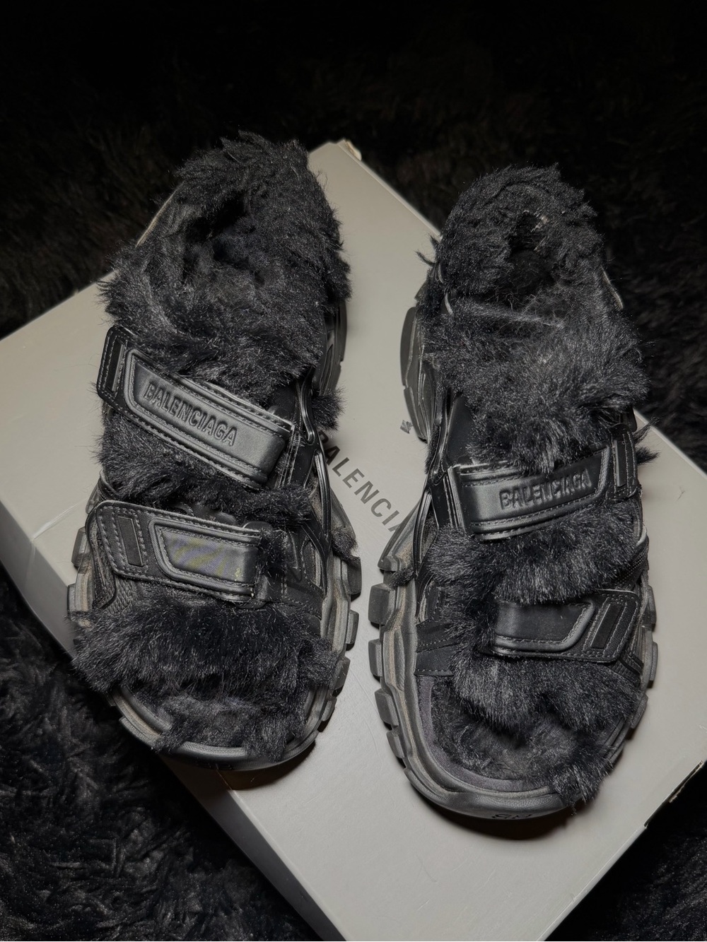 Balenciaga faux-fur Track sandals